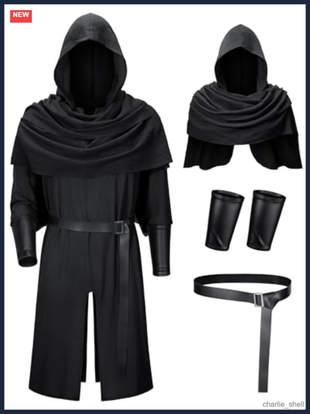Men's Medieval Knight Pirate Costume Set Polyester Tunic Belt LARP
